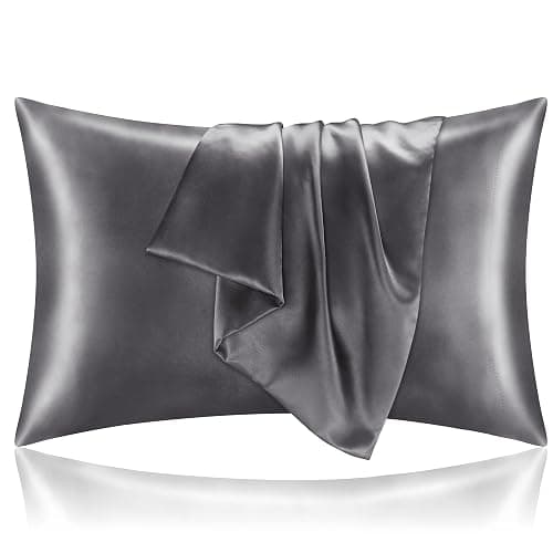 BEDELITE Satin Pillowcase for Hair and Skin, Super Soft and Cooling Similar to Silk Pillow Cases 2 Pack with Envelope Closure, Gift for Women Men(20"x30" Queen Size, Dark Grey) - Image 1