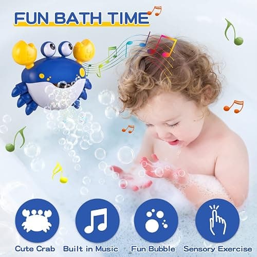 Jiosdo Badewannenspielzeug, Krabbe Badespielzeug Bubble Mit Musik, Badespielzeug Baby, Badewanne Spielzeug Wasserspielzeug Kinder, Geschenke für Jungen und Mädchen (blau) thumbnail 4
