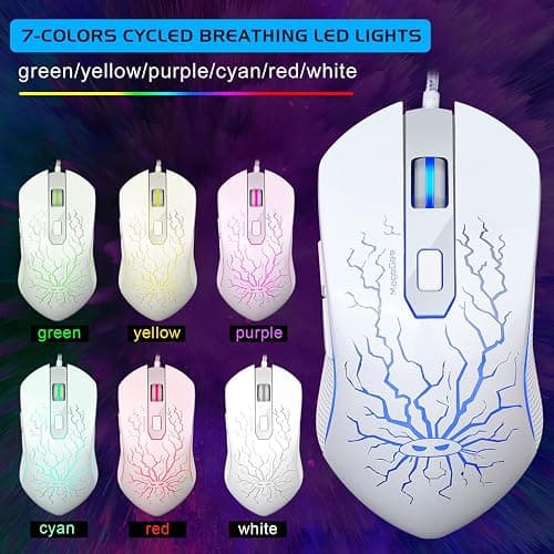 Gaming Keyboard and Mouse Combo, K1 RGB LED Backlit Keyboard with 104 Key for PC/Laptop(White) thumbnail 6