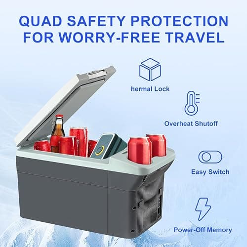 Newmkr 11L/Quart Electric Cooler & Warmer - Portable Car Refrigerator 12 Volt DC Car Fridge with Dual-Temp Control (41°F~149°F) Car Fridge 12V Refrigerator for Camping, Travel & Road Trips,RV, Boat thumbnail 6