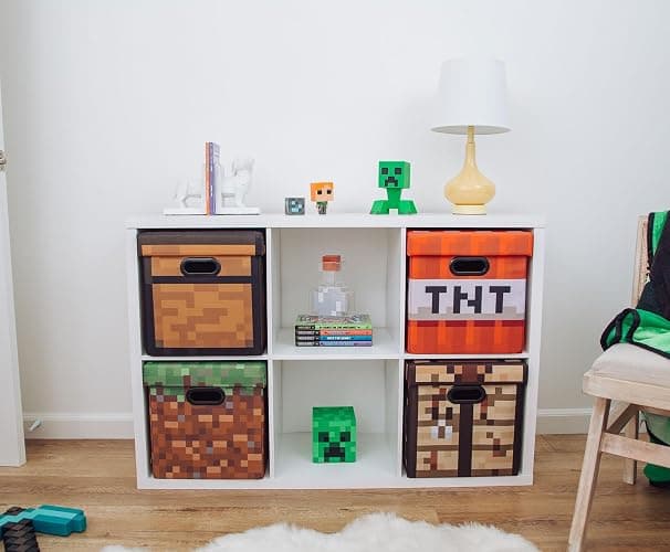 Minecraft Brown Chest 13-Inch Storage Bin Chest With Lid | Foldable Fabric Basket Container, Cube Organizer With Handles, Cubby For Shelves, Closet | Home Decor Essentials, Video Game Gifts thumbnail 6