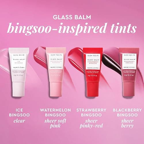 Glow Recipe Mini Glass Balm Lip Treatment Gift Set Collection - Travel Size Set of 4 Hydrating Vegan Lip Balms with Hyaluronic Acid & High-Shine Finish thumbnail 2