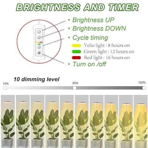 Plant Grow Light,yadoker LED Growing Light Full Spectrum for Indoor Plants,Height Adjustable, Automatic Timer, 5V Low Safe Voltage,Idea for Large Plant Light thumbnail 4
