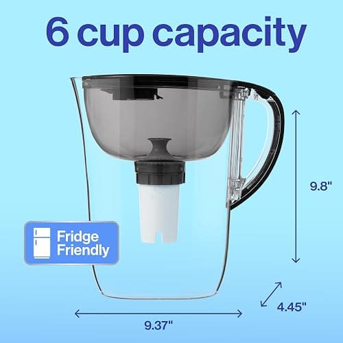 Brita Small 6 Cup Water Filter Pitcher, 1 BritaPlus Filter, Metro, Black (Package May Vary) thumbnail 4