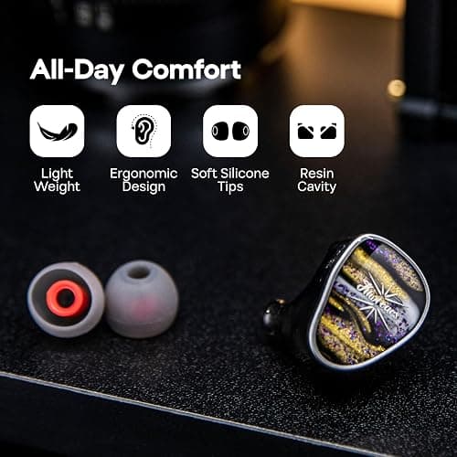 Linsoul Kiwi Ears Étude in Ear Monitor, 3BA+1DD+1BN Hybrid Driver IEM Earphones, Gaming Earbuds, HiFi Stereo Wired Ear Buds with Detachable 2Pin Cable for Audiophiles Musicians thumbnail 6