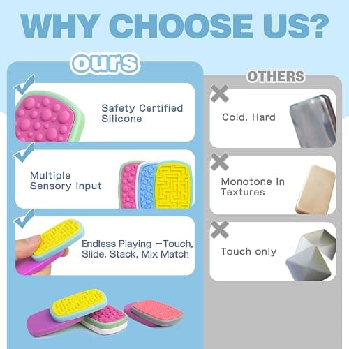 Magnetic Fidget Sliders 6 Pack, Large Textured Sensory Toys for Kids Adults | Stress Relief Toys for ADHD Autism, Quiet Silicone Fidgets for Classroom Office Travel, Birthday Gifts thumbnail 3
