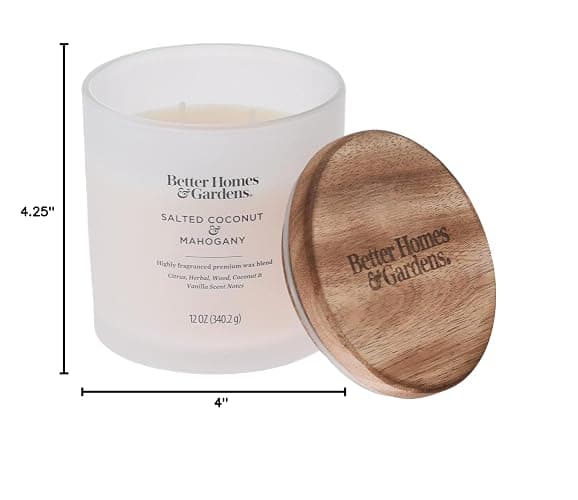 BetterHomes&Gardens 12oz Scented Candle, Salted Coconut & Mahogany 2-Pack, Cream, 35524 thumbnail 7