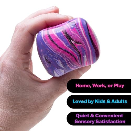 Schylling NeeDoh Nice Cube Swirl - Sensory Toy with a Super Solid Squish - Unique, Swirling Color Blend - Ages 3 and Up - Pink/White/Purple; One Cube Per Pack thumbnail 4