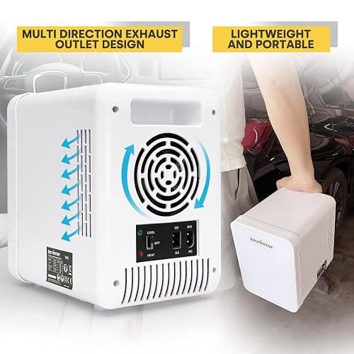 Enventor Mini Fridge 4 Litre, 6 Can Mini Fridges for Bedrooms, AC+12V DC Power Cooler & Warmer, Portable Small Fridge for Car, Travel, Home/Skincare, Makeup, Cosmetics/Drinks, Fruit, Food, White thumbnail 7
