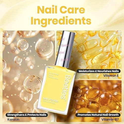 Beetles Soft Butter Yellow Nail Polish - 0.51Fl Oz/15ML, Pastel Yellow Nail Polish Quick Dry for Spring Nails, Long-Lasting Pastel Nails, Fingernail Art Effect for Manicure Salon thumbnail 7
