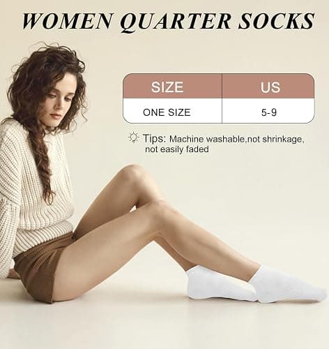 YSense Womens Ankle Socks 10 Pairs, Cotton Crew Gym Athletic Running Quarter Socks Women Men thumbnail 3