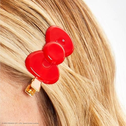 Hello Kitty x Kitsch Creaseless Hair Styling Pins - No Crease Clips for Makeup & Hairstyling | Pin Curl Hair Pins, 2pc Set - Red Kitty Bow thumbnail 3