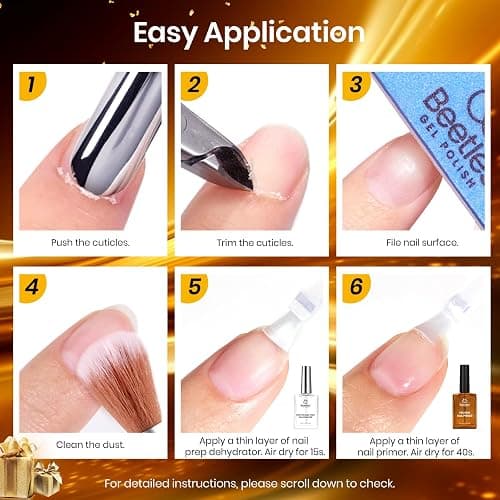 Beetles 15ml Protein Nail Prep Dehydrator and Primer Christmas nail Set - 2PCS Hema-Free & Acid Free Nail Bond Protein Prep Kit for Gel Nail Polish Acrylic Nail Supplies thumbnail 6