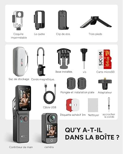 SJCAM C400 Camera Vlog Bundle (64G)-Caméra d'action 4K avec 7H d'Autonomie Exceptionnelle,Écran Tactile Rotatif 2.29",Imperméable,Stabilisation 6 Axes,pour Youtube,Vlog,Voyages,Activités,Noir thumbnail 9