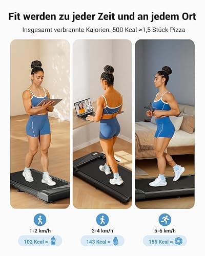 THERUN Schreibtisch Walking Pad mit Leise 2,5 PS-Motor, 2 in 1 Kleines Laufband mit Fernbedienung und LED-Panel für Zuhause und Büro thumbnail 3