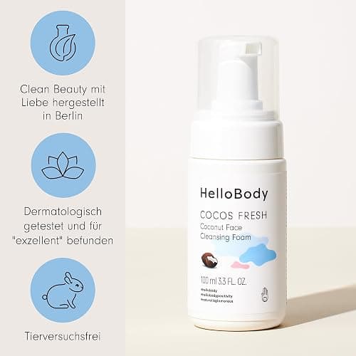 HelloBody COCOS FRESH Milder Reinigungsschaum (100 ml) – Facial Cleanser für trockene Haut – mit Moor-Extrakt und Kokosduft – Sanfte und gründliche Gesichtsreinigung für eine gepflegte Haut thumbnail 5