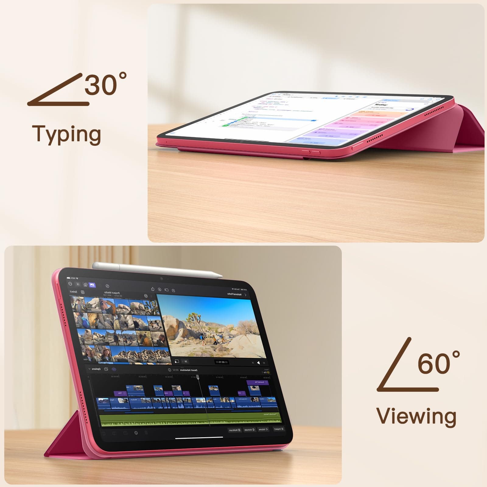 JETech Capa Magnética para iPad (A16) 11ª/10ª Geração (2025/2022), Fixação Magnética, Case Fina para Tablet com Despertar/Sono Automático (Rosa) thumbnail 6