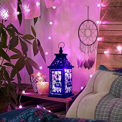DECORKEY Halloween Decorations Indoor, 15" Decorative Haunted House Candle Lantern with 78" LED Lights(8 Modes), Hanging Spooky Halloween Lanterns for Outdoor Home Room Door Party Decor thumbnail 8