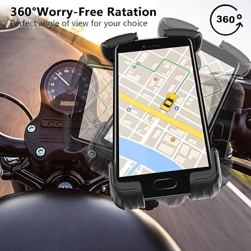 Marspeeder Bike Motorcycle Phone Mount,[Super Stable Metal] Bike Motorcycle Phone Holder with Security Lock, Bicycle Phone Mount with Soft Cushion & Adjustable Clip Compatible with 4.7''-6.8'' Phone thumbnail 5