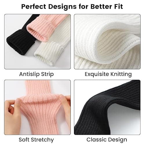 Clothirily Leg Warmers, 2 Pairs Knit Leg Warmers for Women 80s Long Socks | Warm Leg Warmers for Women Girls 80s, Ribbed Knit LegWarmer Long Socks for Party Yoga Sports Fashion Accessories, One Size thumbnail 4