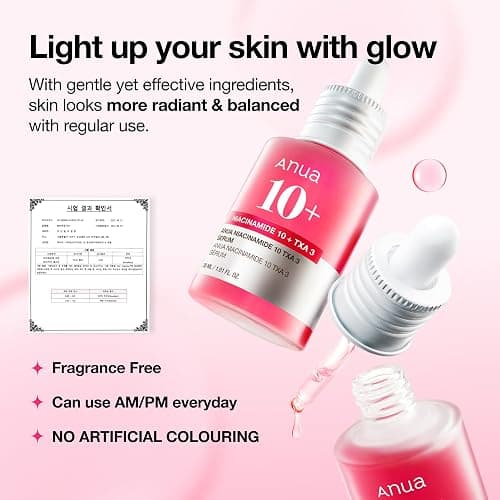 Anua Niacinamide 10 + TXA 4 Serum, Korean Skincare, 1.01 fl.oz | Dark Spot Care, Hyaluronic Acid, Tranexamic Acid, Lightweight & Hydrating All-in-One Daily Facial Serum for Glass Skin thumbnail 6