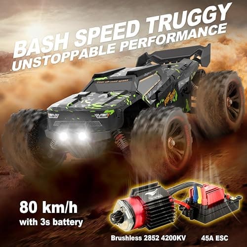 1/14 Brushless RC Cars for Adults Fast 50+ mph, RC Trucks 4x4 Offroad Waterproof, Electric Powered High Speed Remote Control Car, Fast Extreme All Terrain RC Truggy with 3S Battery for Snow Sand thumbnail 2