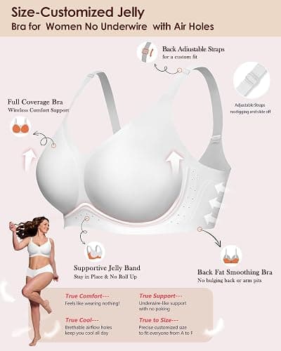 As Fairy Bras for Women No Underwire Jelly Wireless Seamless Full Coverage Comfortable Bra with Airholes thumbnail 2