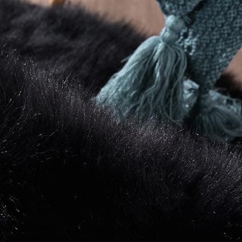 Latepis Black Fur Rug for Bedroom Throw Rugs 2x3 Faux Sheepskin Rug Washable Fluffy Shag Rugs Carpet for Cushion Pet Mat Room Décor Rectangle thumbnail 6