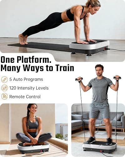 Renoj Vibration Plate Exercise Machine, 3D Whole Body Vibration Platform for Lymphatic Drainage and Muscle Recovery, 455-lb Capacity Fitness Machine with Bluetooth Speaker and LED Display for Home Gym thumbnail 7