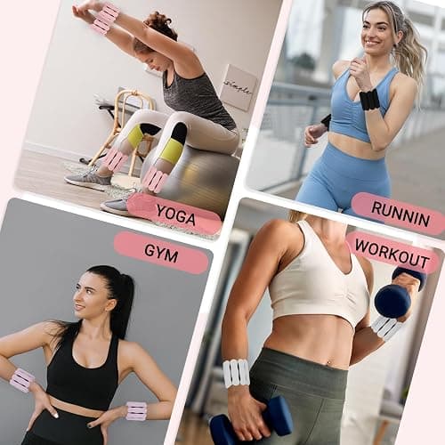 Wrist Ankle Weights for Women Men Kids, Leg Arm Wrist Weights Bangles 1lb*2 2lb*2 Wearable Weights Pilates Weighted Bracelet for Strength Training Walking Swimming Yoga Physical Therapy thumbnail 7