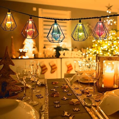 Vigdur Lantern String Lights - Muiticolor Deorative String Lights with 10 LED Bulbs Connectable, Indoor String Light for Bedroom Party Holiday Cottagecore Decor thumbnail 2