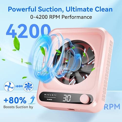 Makartt Nail Dust Collector - Professional Powerful Suction Larina Vacuum Fan Dust Cleaner with LED Display, Adjustable Speed, Reusable Filter for Acrylic Nails Polishing Manicure Salon Home Pink thumbnail 4