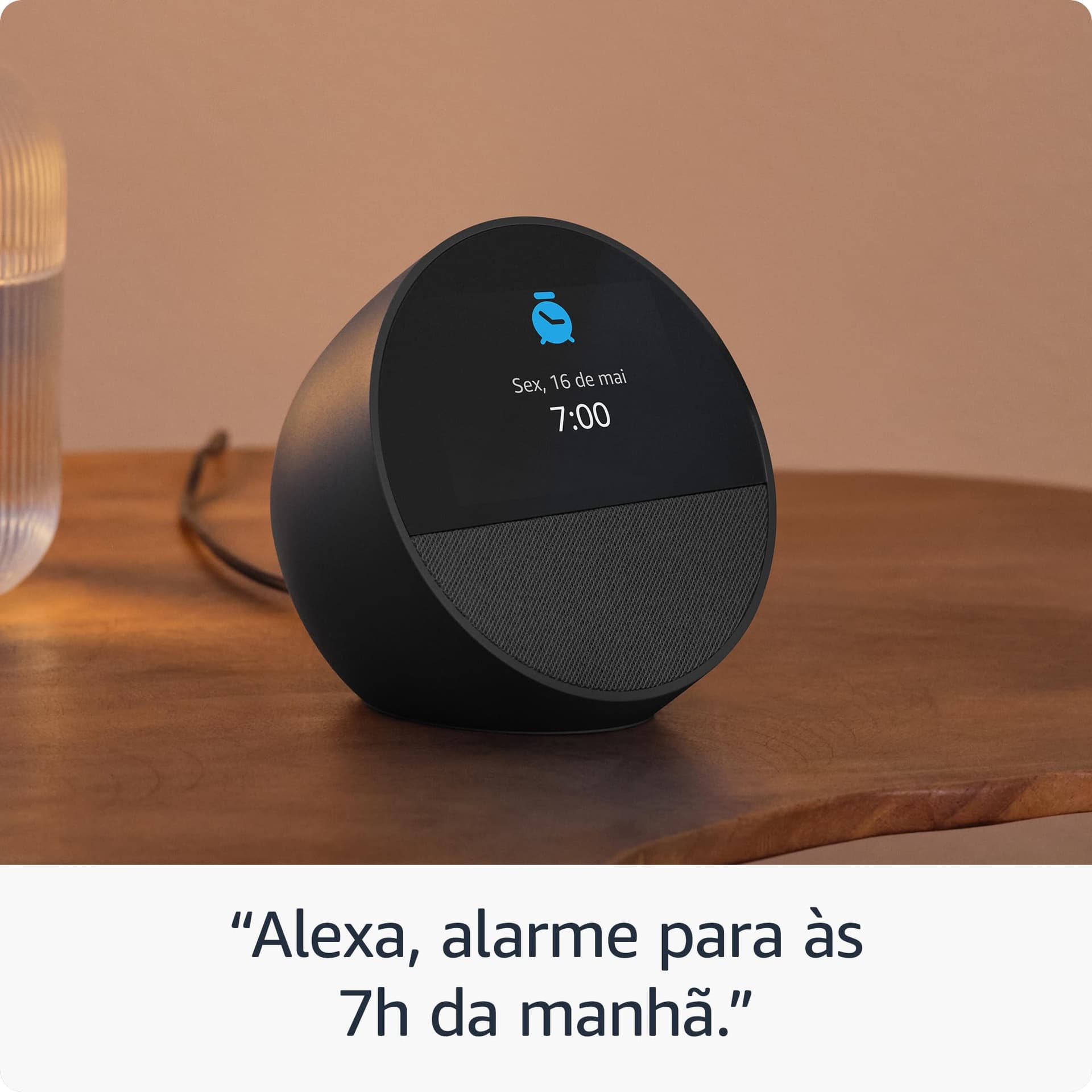 Echo Spot com Alexa (Geração mais recente) | Despertador inteligente com som vibrante | Cor Branca thumbnail 6