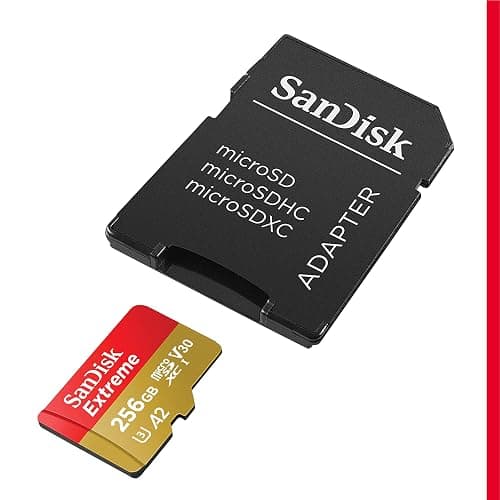 SanDisk 256GB Extreme microSDXC UHS-I Memory Card with Adapter - Up to 190MB/s, C10, U3, V30, 4K, 5K, A2, Micro SD Card - SDSQXAV-256G-GN6MA thumbnail 2