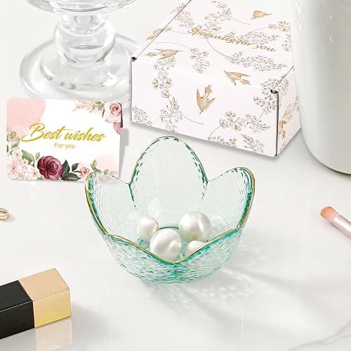 Binoster Friendship Gifts For Women Jewelry Dish Glass Ring Dish Jewelry Tray Cute Vanity Organizer Room Decor Jewellery Tray Trinket Dish Cute Bedroom Decor Christmas House Warming Gifts for women thumbnail 6