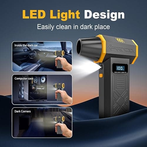 KKH Portable Electric Air Duster with Led Light, Powerful 120000RPM 4 Speed Adjustable Mini Turbo Blower for Cleaning, Rechargeable Cordless Dusters for Home Car Outdoor PC Computer Keyboard thumbnail 5