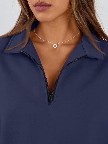 Trendy Queen Womens Oversized Sweatshirts Fall Sweaters Fashion Hoodies Half Zip Pullover Long Sleeve Shirts Clothes thumbnail 5