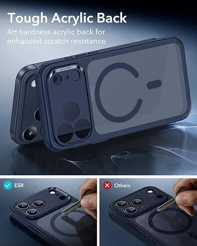 ESR for iPhone 17 Pro Max Case, Camera Control, Compatible with MagSafe, Shockproof Military-Grade Protection, Magnetic Phone Case for iPhone 17 Pro Max, Classic Hybrid Case, Frosted Blue thumbnail 6