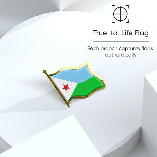 Djibouti Flag Lapel Pin - Enamel Metal National Badge | World Travel Souvenir Gifts for Men & Women | Country Flag Patriotic Brooch Bulk Pack of Pins for Hat, Tie, Clothes, Backpack (1pc) thumbnail 4