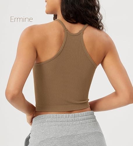 ODODOS Women's Crop 3-Pack Seamless Rib-Knit Camisole Crop Tank Tops thumbnail 5