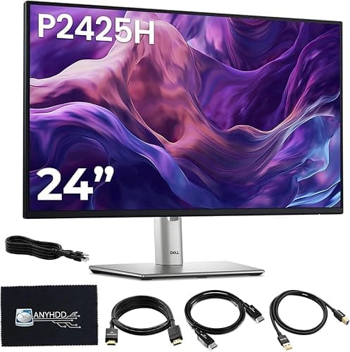 Dell P2425H Computer Monitor Screen 24" 16:9 IPS Display with Stand - 1 Year Warranty, 100Hz Full HD, 1920 x 1080 with Power Cable, Anyhdd DisplayPort, HDMI, USB 3.0 Upstream Cable & Cloth - New - Image 1