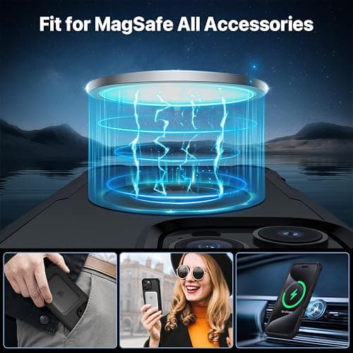 CENHUFO Magnetic Privacy for iPhone 16 Pro Max Case [Compatible with Magsafe] Full Body Phone Case Built-in 9H Tempered Glass Privacy Screen Protector Camera Lens Protector, Shockproof Cover -Black thumbnail 4