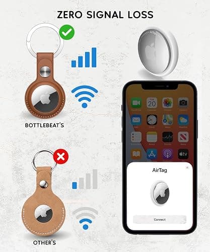 PU Leather AirTag Keyring Holder Compatible with Apple AirTags Keychain, Anti Lost Scratch Resistant Secure Key Ring Case for Keys Pet Collars Luggage Bags, Protective Air Tags Key Chain Cover, Brown thumbnail 7