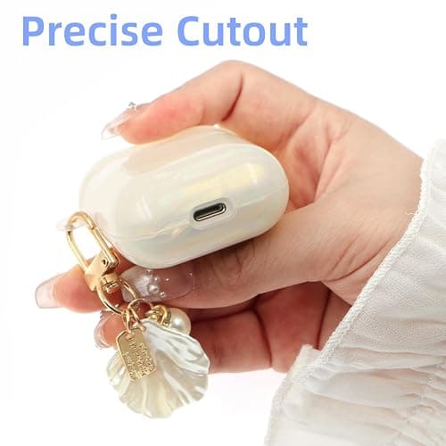 Compatible with AirPod Case 1st/2nd Generation, Shell Print Protective Case Cover for AirPods with Cleaner Kit and Shell Keychain Accessories for Women Girls (Shell Print) thumbnail 4
