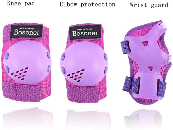 BOSONER Kids/Youth Knee Pads Elbow Pads Wrist Guards Set for 3-15 Years, Child Protective Gear Set for Roller Skates, Cycling, BMX Bike, Skateboard, Inline Skating, Scooter Riding Sports… thumbnail 2