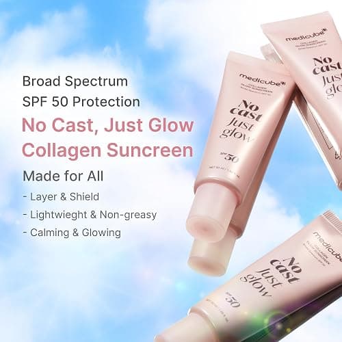medicube No Cast Just Glow Collagen Sunscreen | SPF 50 Broad Spectrum Face Sunscreen | Lightweight, Non-Sticky, Hydrating Formula | Peptide, Cica for Soothing & Glow | Korean Skincare thumbnail 2