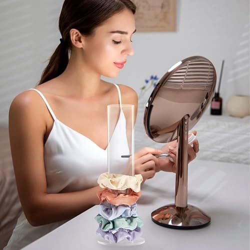 Pack of 4 Acrylic Scrunchie Holder, Clear Hair Tie Organiser Stand, Bracelet Stand, Cute Room Decoration for Jewellery, Bracelet, Headband Accessories, Display Tower, Teenager Girls Gifts thumbnail 6