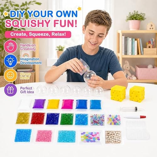 DIY Stress Ball Making Kit - 12 TPR Skins - Immersive Asmr Ball Squishy kit- Craft Kits Stress Balls - Crunchy Stress Ball - Handmade Make Your Own Fidget Stress Balls Kit for Adults thumbnail 3