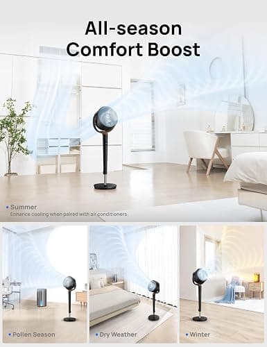 Dreo Fan for Bedroom, 120° Oscillating Standing Fan, Quiet Floor Fan with DC Motor, Pedestal Fan for Room, 9 Speeds, 4 modes, 20dB, 120° Manual Vertical, 37-42" Adjustable Height, 9H Timer, Black thumbnail 7