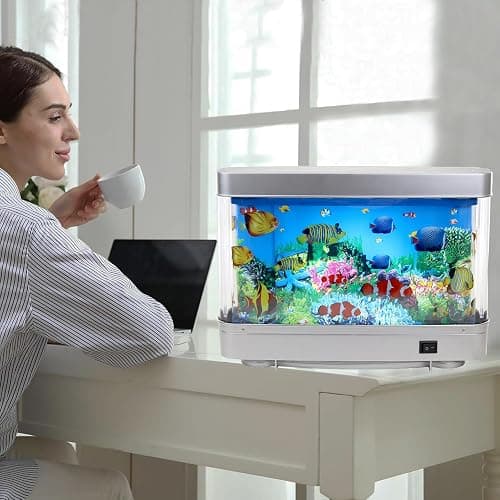 Lightahead Sensory Artificial Aquarium Lamp – LED Virtual Fake Fish Tank with Moving Marine Life Animation Ocean in Motion– Relaxing Ocean Scene Night Light for Kids and Adults (Marine Life A) - Marine Life A thumbnail 5